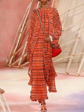 NWOT ULLA JOHNSON Sabina Silk Maxi Dress in Chili Tie Dye XS $1,045